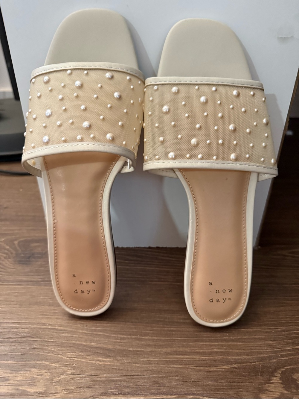 a new day Pearl-Studded Cream Slide Mules - Picture 2 of 3